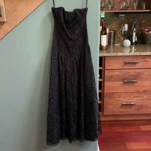 Black Lace Strapless Long Dress